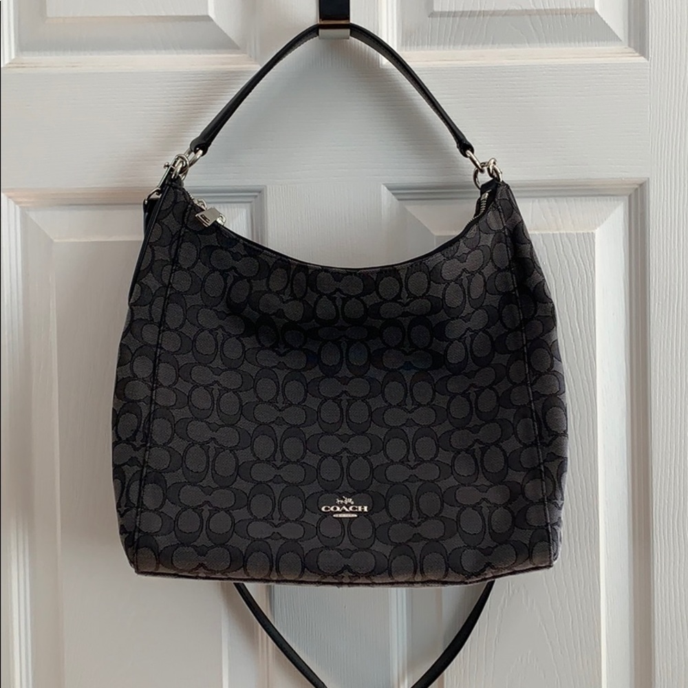 Coach Canvas Black and Grey Crossbody Handbag